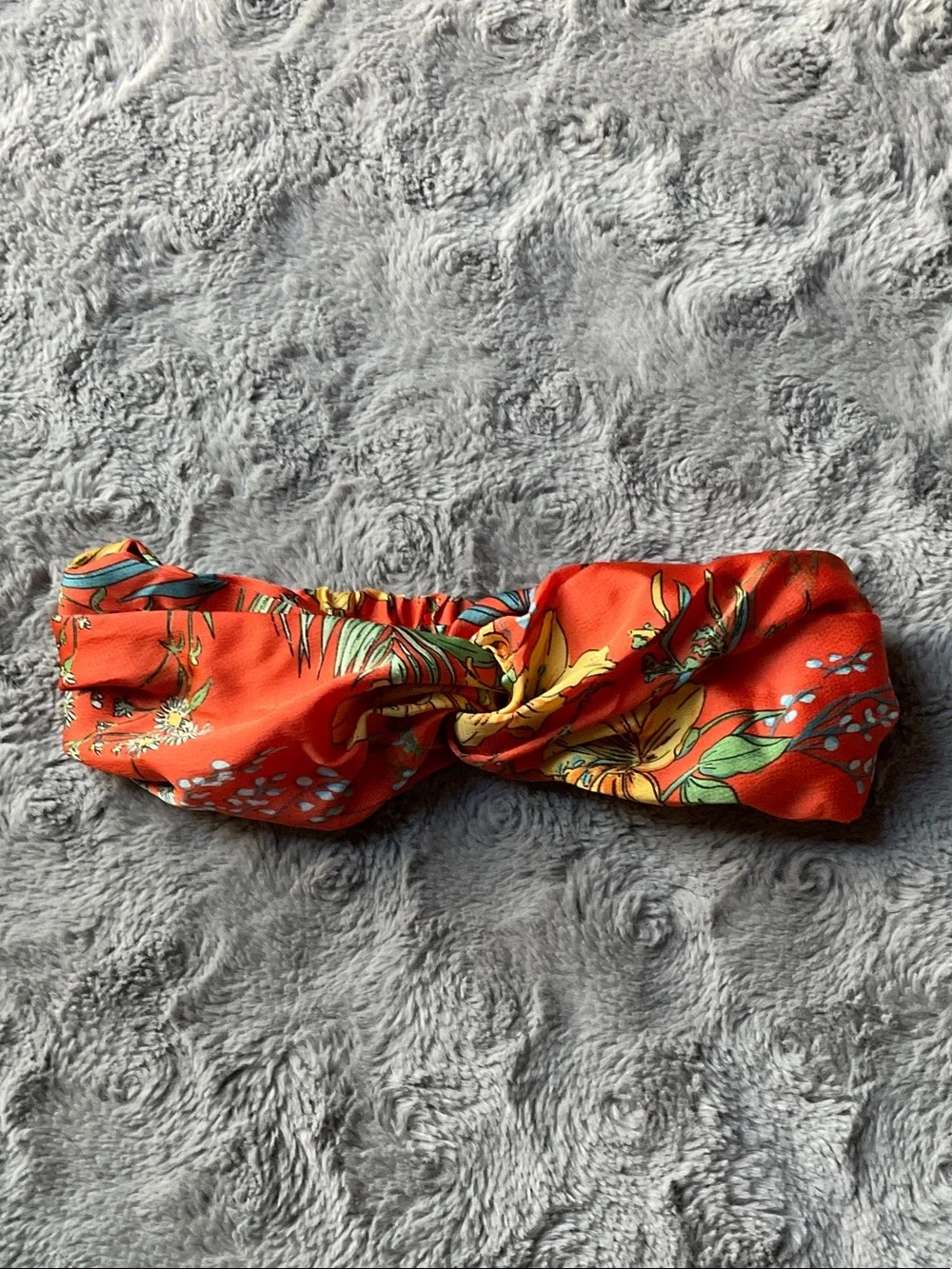 Kids Floral Elastic Headband - Orange
